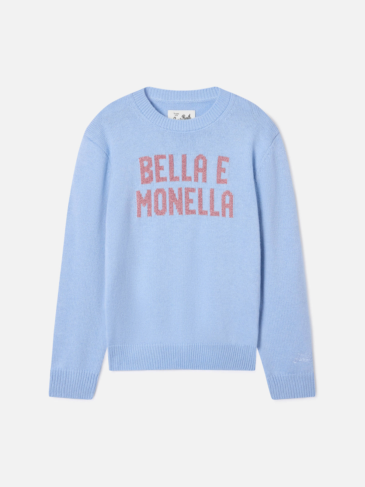 Jersey de punto con cuello redondo Light blue Princess con intarsia de lurex Bella E Monella 
