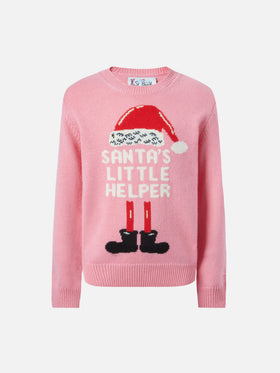 Pull Princess en mélange de cachemire avec jacquard Santa's little helper 