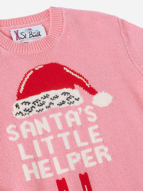 Pull Princess en mélange de cachemire avec jacquard Santa's little helper 