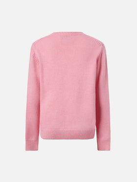 Pull Princess en mélange de cachemire avec jacquard Santa's little helper 