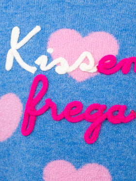 Pull ras-du-cou bleu clair pour fille Princess avec broderie Kissene frega 