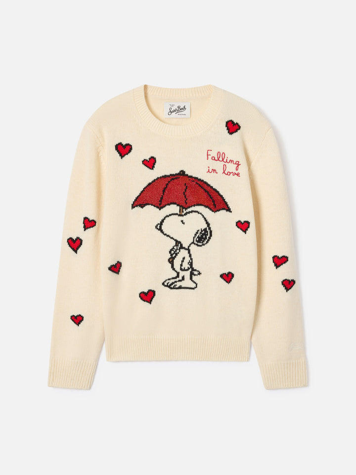 Jersey de punto con cuello redondo Cream Princess con intarsia de Snoopy | Special edition 