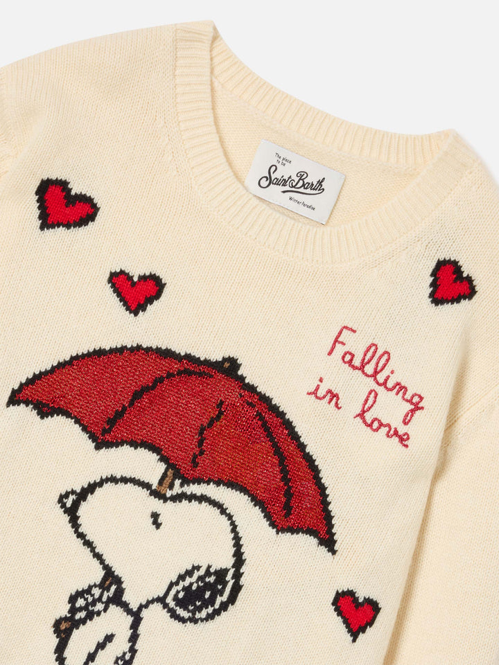 Jersey de punto con cuello redondo Cream Princess con intarsia de Snoopy | Special edition 