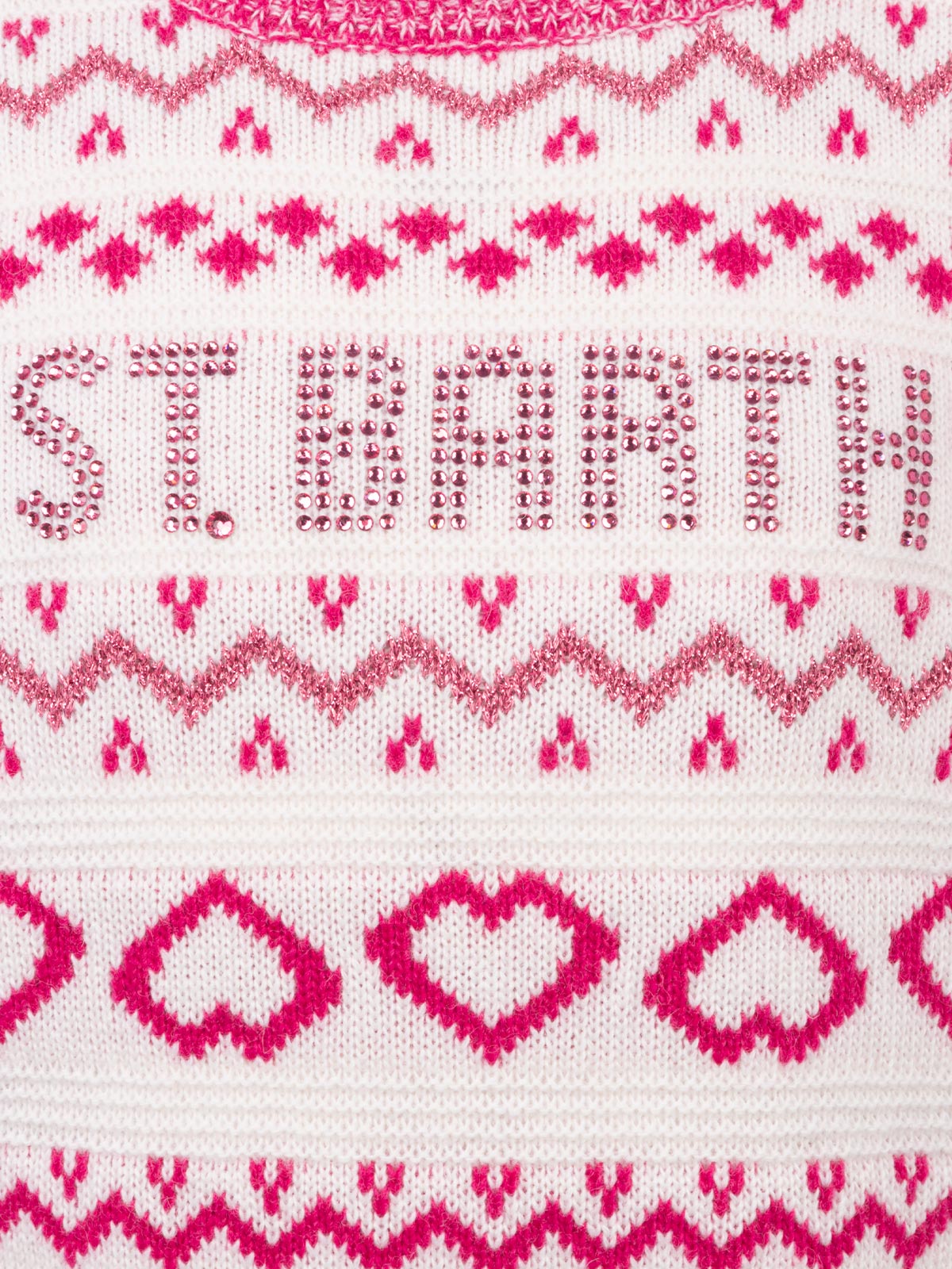 Girl fair-isle crewneck sweater Princess with St. Barth rhinestones logo - MC2 Saint Barth
