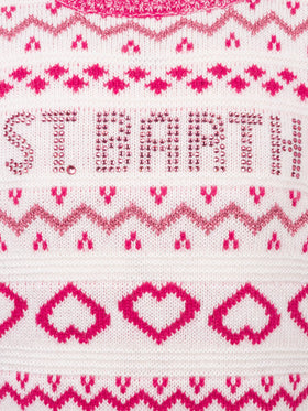 Girl fair-isle crewneck sweater Princess with St. Barth rhinestones logo - MC2 Saint Barth