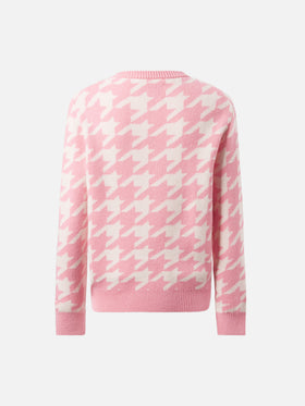 Pull col rond Princess avec jacquard pied-de-poule et Snoopy | SNOOPY PEANUTS SPECIAL EDITION 