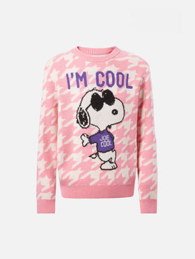 Pull col rond Princess avec jacquard pied-de-poule et Snoopy | SNOOPY PEANUTS SPECIAL EDITION 