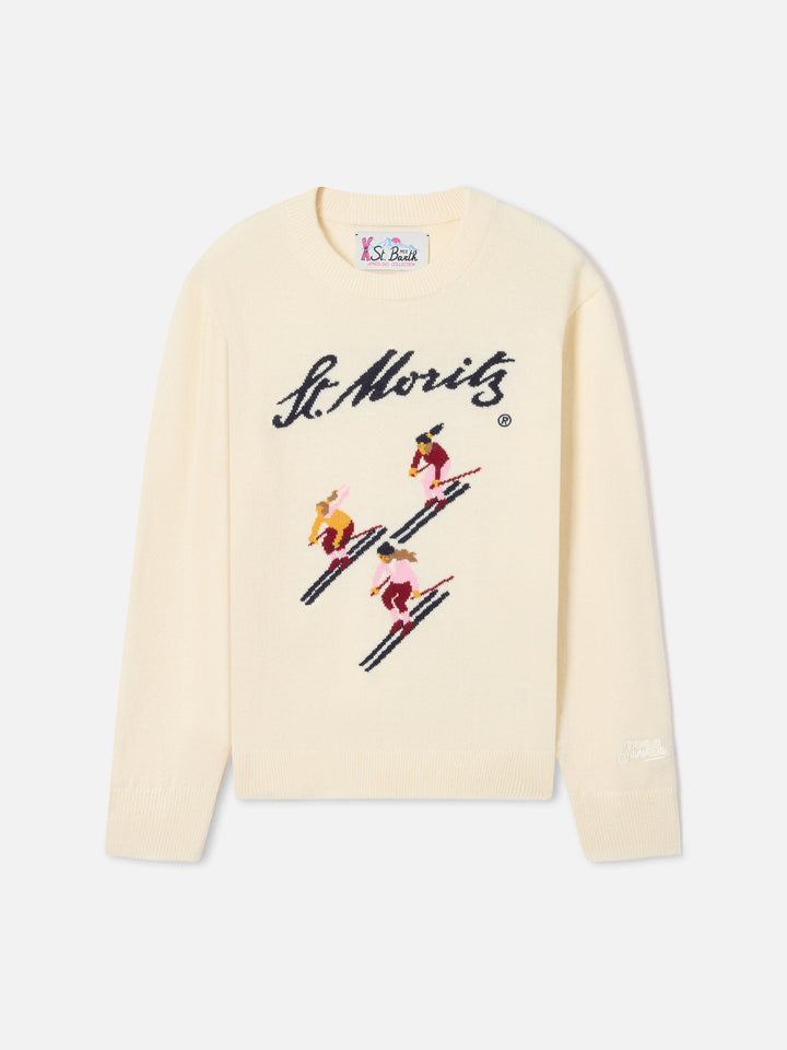 Jersey de punto con cuello redondo Cream Princess con intarsia St. Moritz | Special edition 