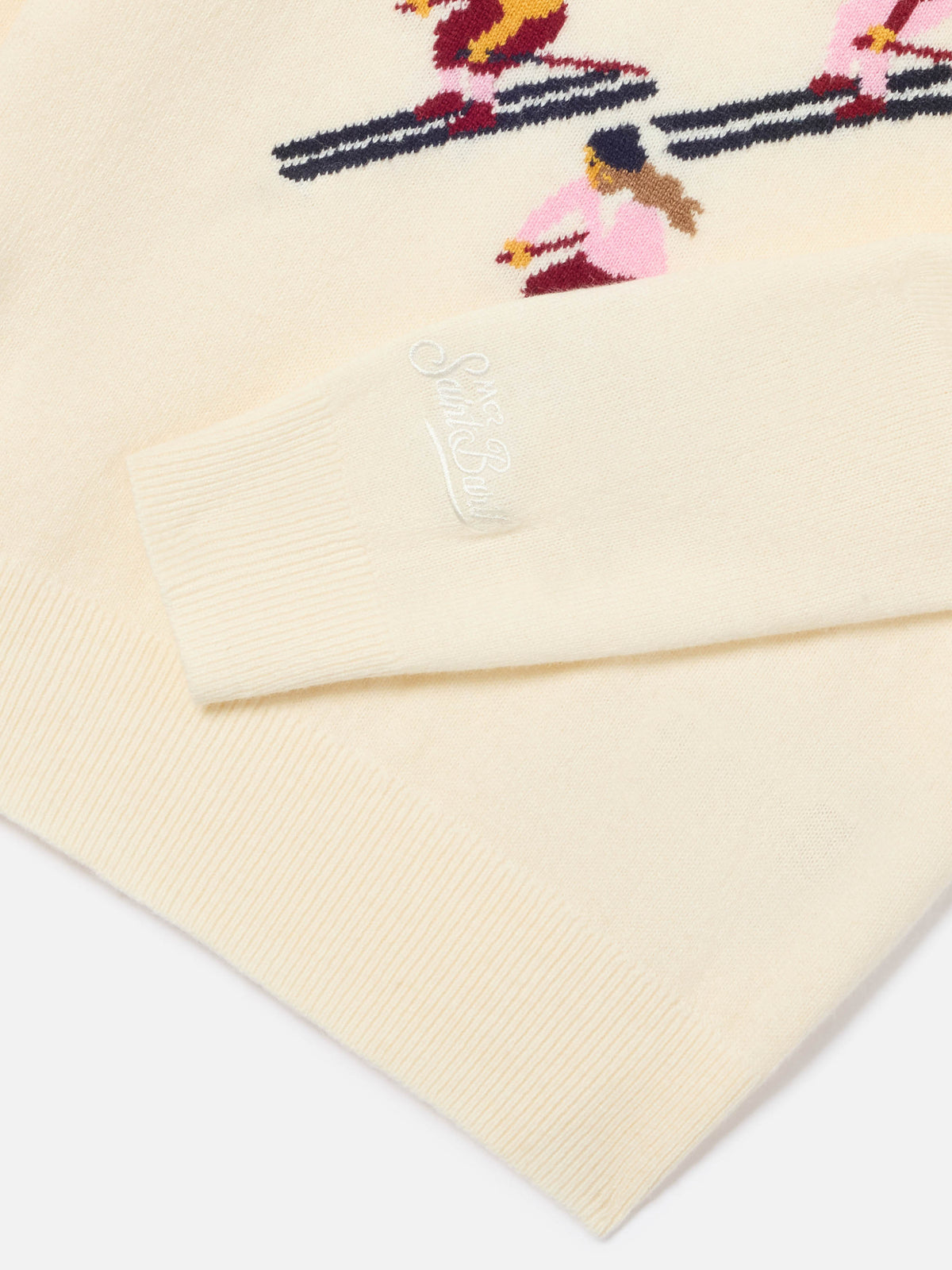 Jersey de punto con cuello redondo Cream Princess con intarsia St. Moritz | Special edition 