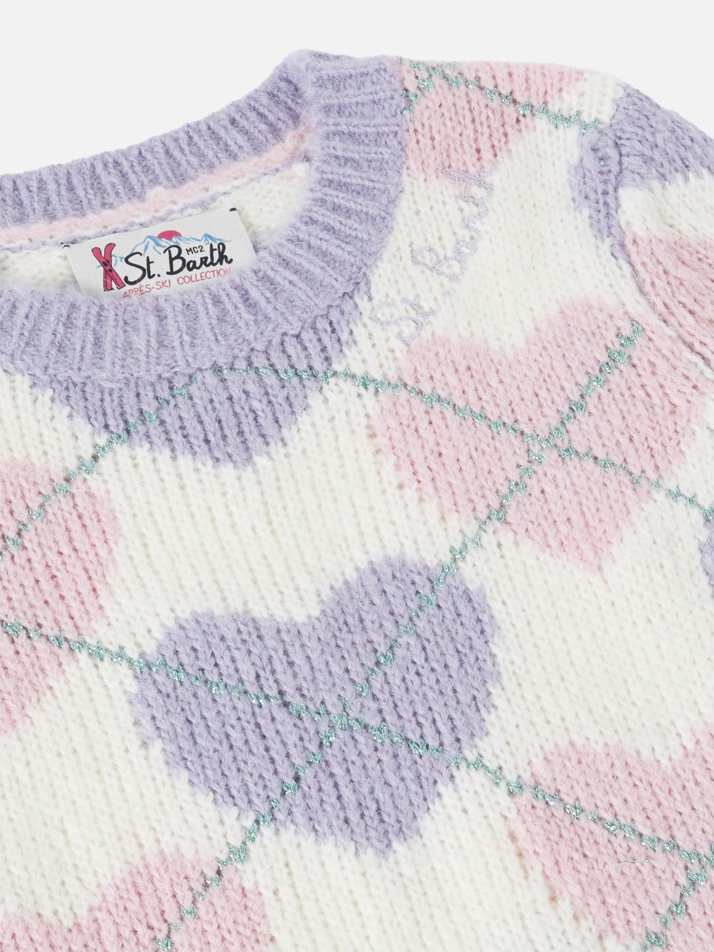Rundhalspullover mit Herz-Argyle-Jacquard 