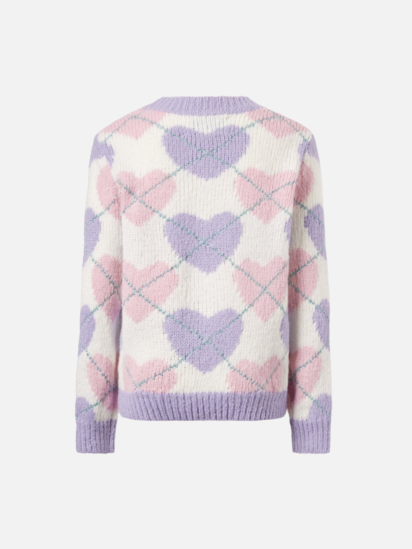 Rundhalspullover mit Herz-Argyle-Jacquard 