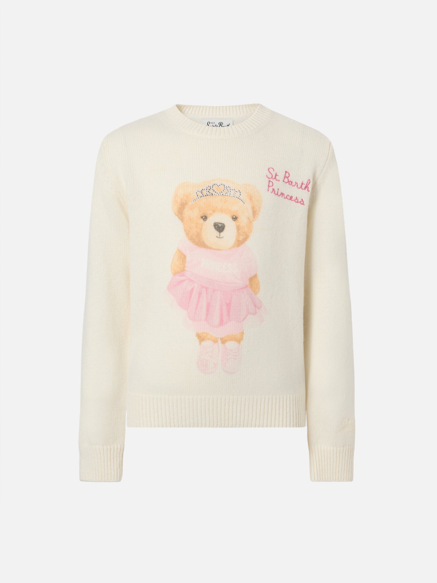Pullover Princess aus Cashmere-Mix mit Teddybär-Print und Stickerei 