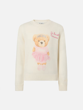Pullover Princess aus Cashmere-Mix mit Teddybär-Print und Stickerei 