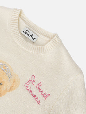 Pullover Princess aus Cashmere-Mix mit Teddybär-Print und Stickerei 