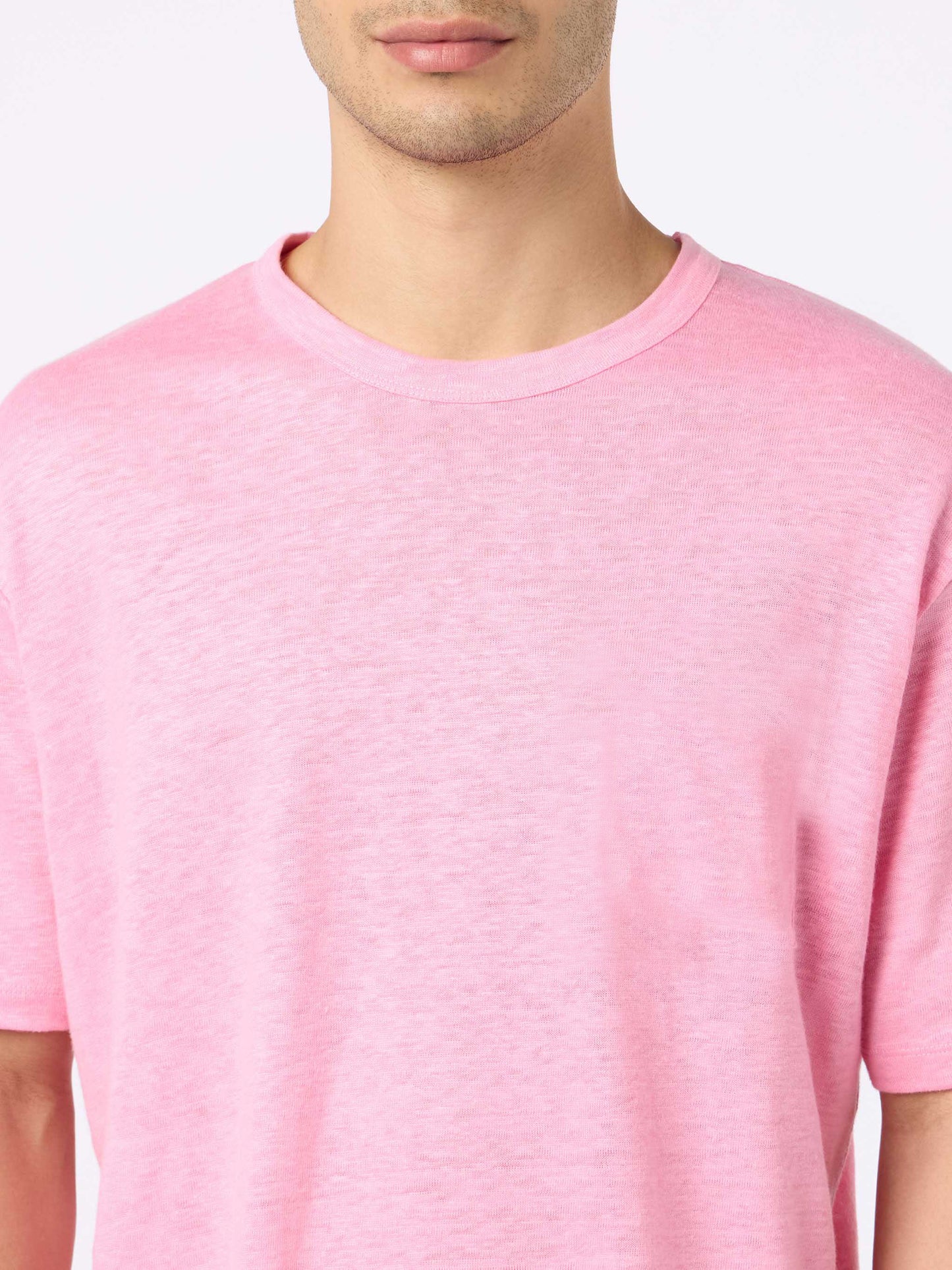 President flamed cotton t-shirt in bubble pink solid color