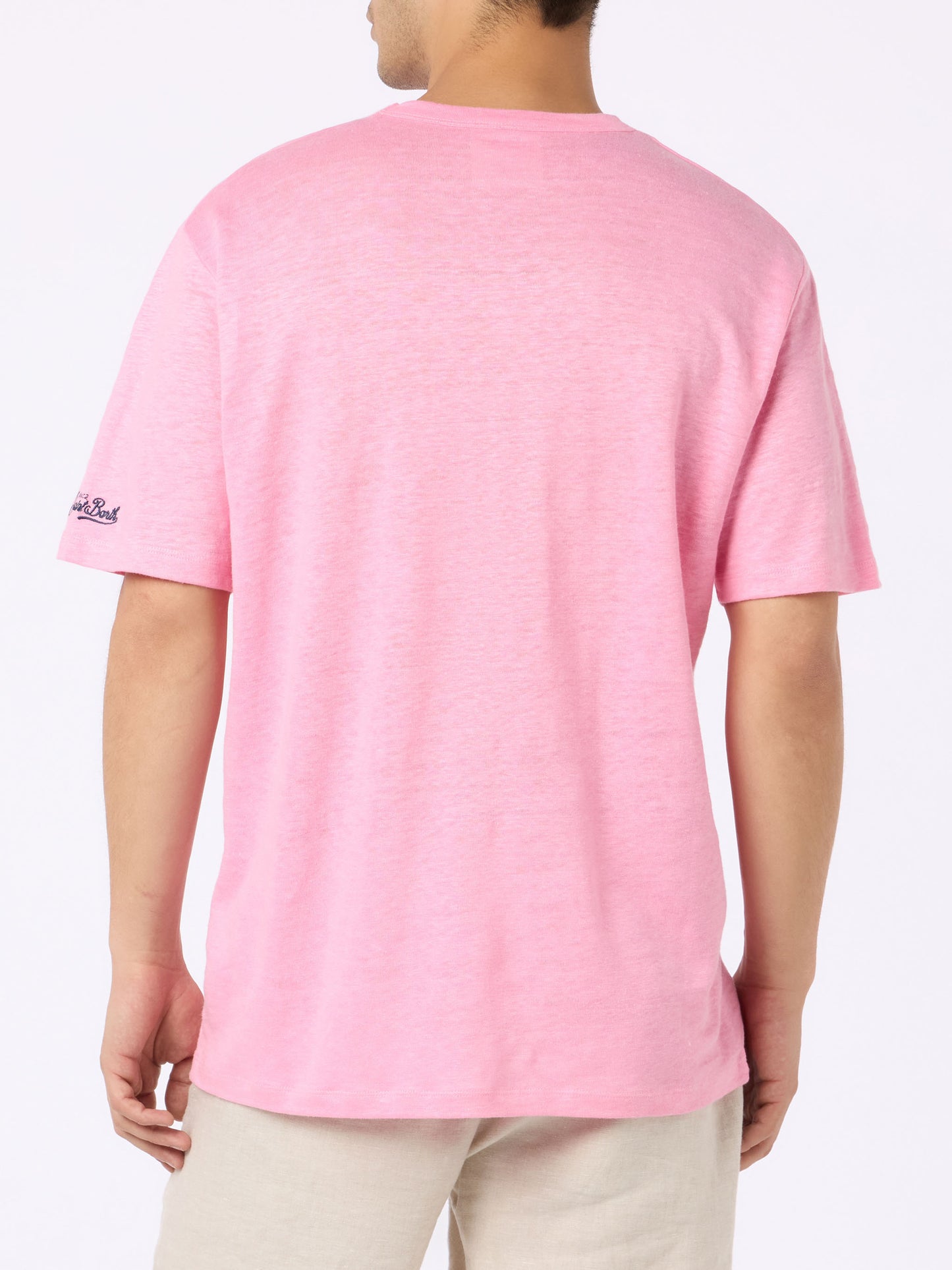 President flamed cotton t-shirt in bubble pink solid color