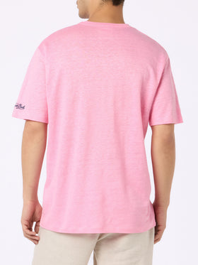 President flamed cotton t-shirt in bubble pink solid color