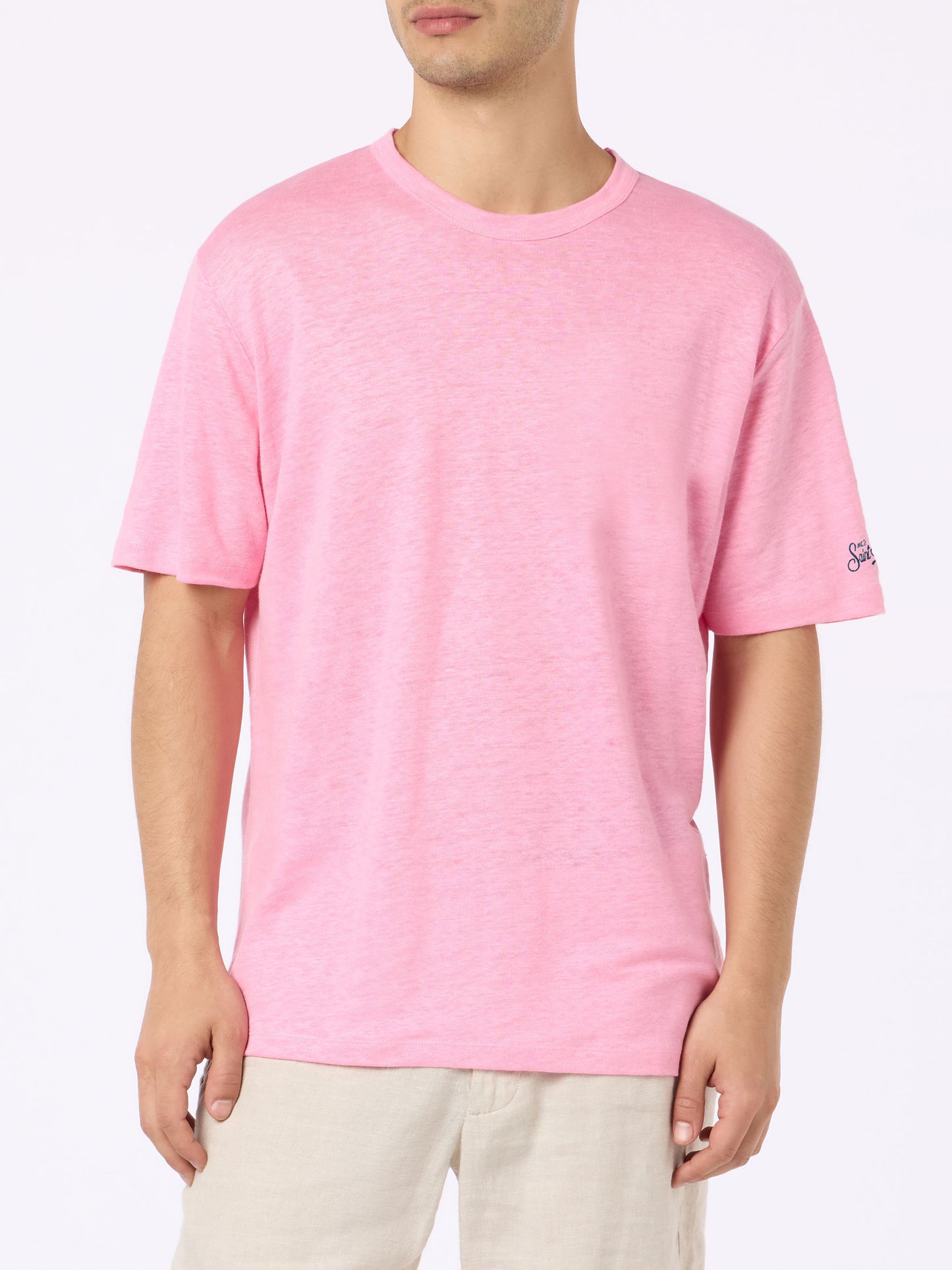 President flamed cotton t-shirt in bubble pink solid color