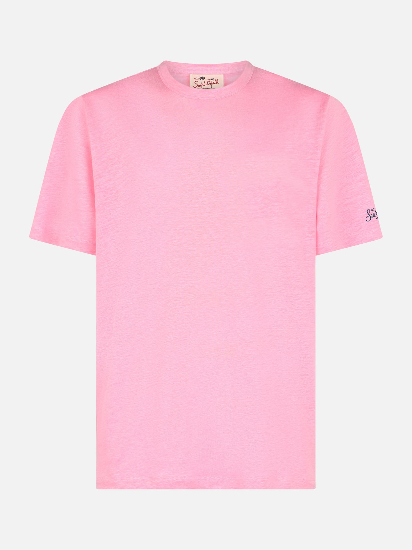 President flamed cotton t-shirt in bubble pink solid color