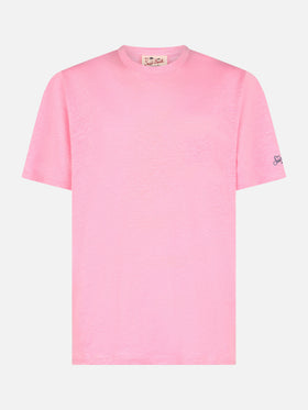 President flamed cotton t-shirt in bubble pink solid color