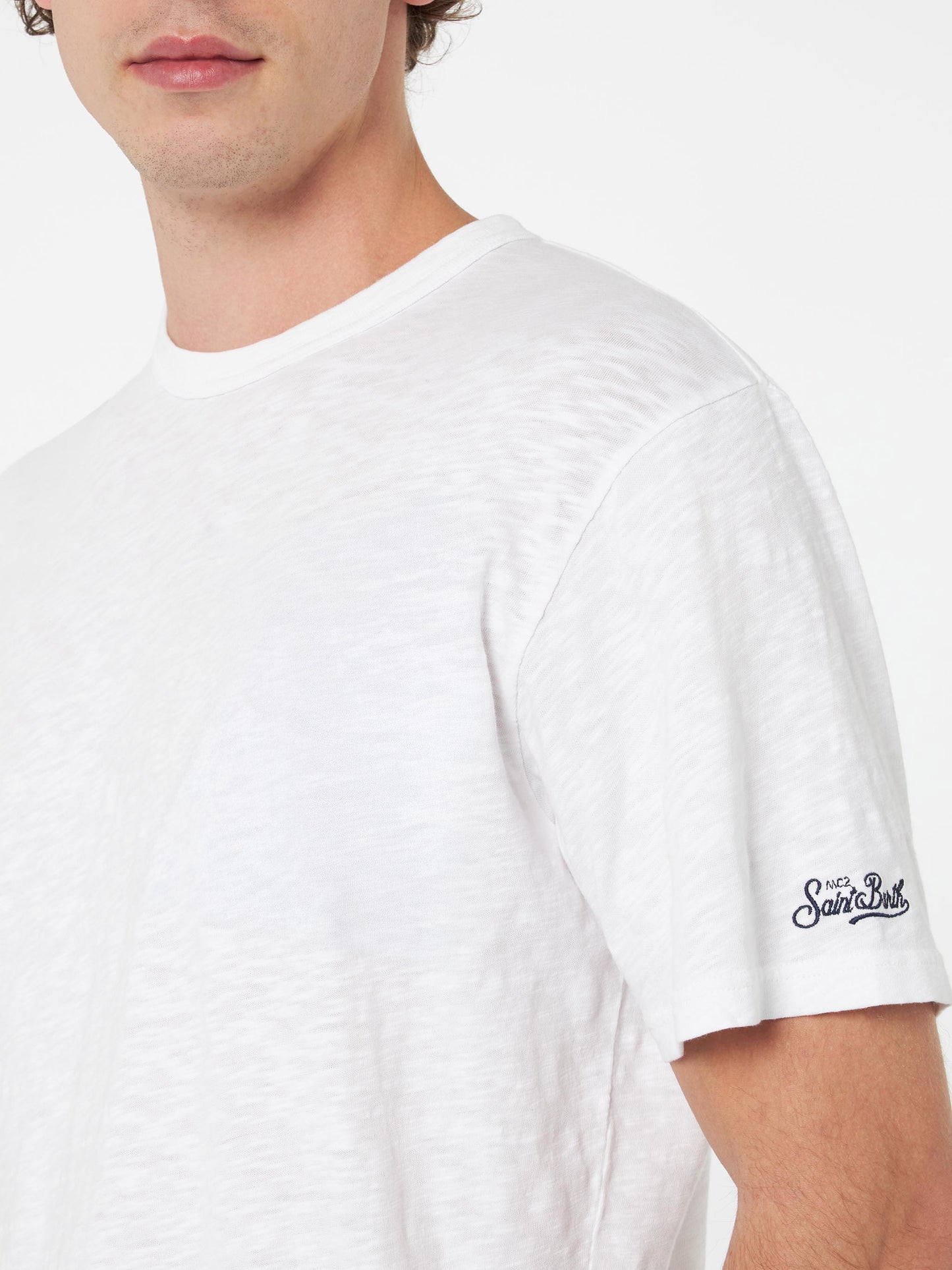 President flamed cotton t-shirt in white solid color