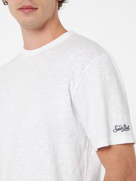 President flamed cotton t-shirt in white solid color