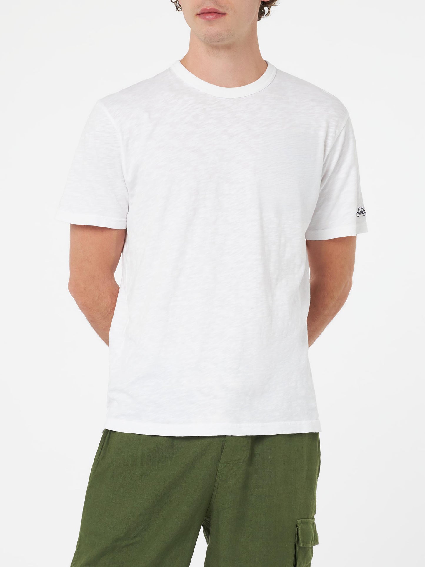 President flamed cotton t-shirt in white solid color
