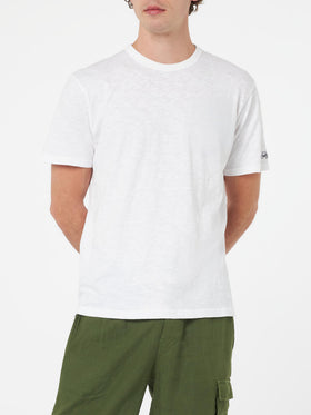 President flamed cotton t-shirt in white solid color