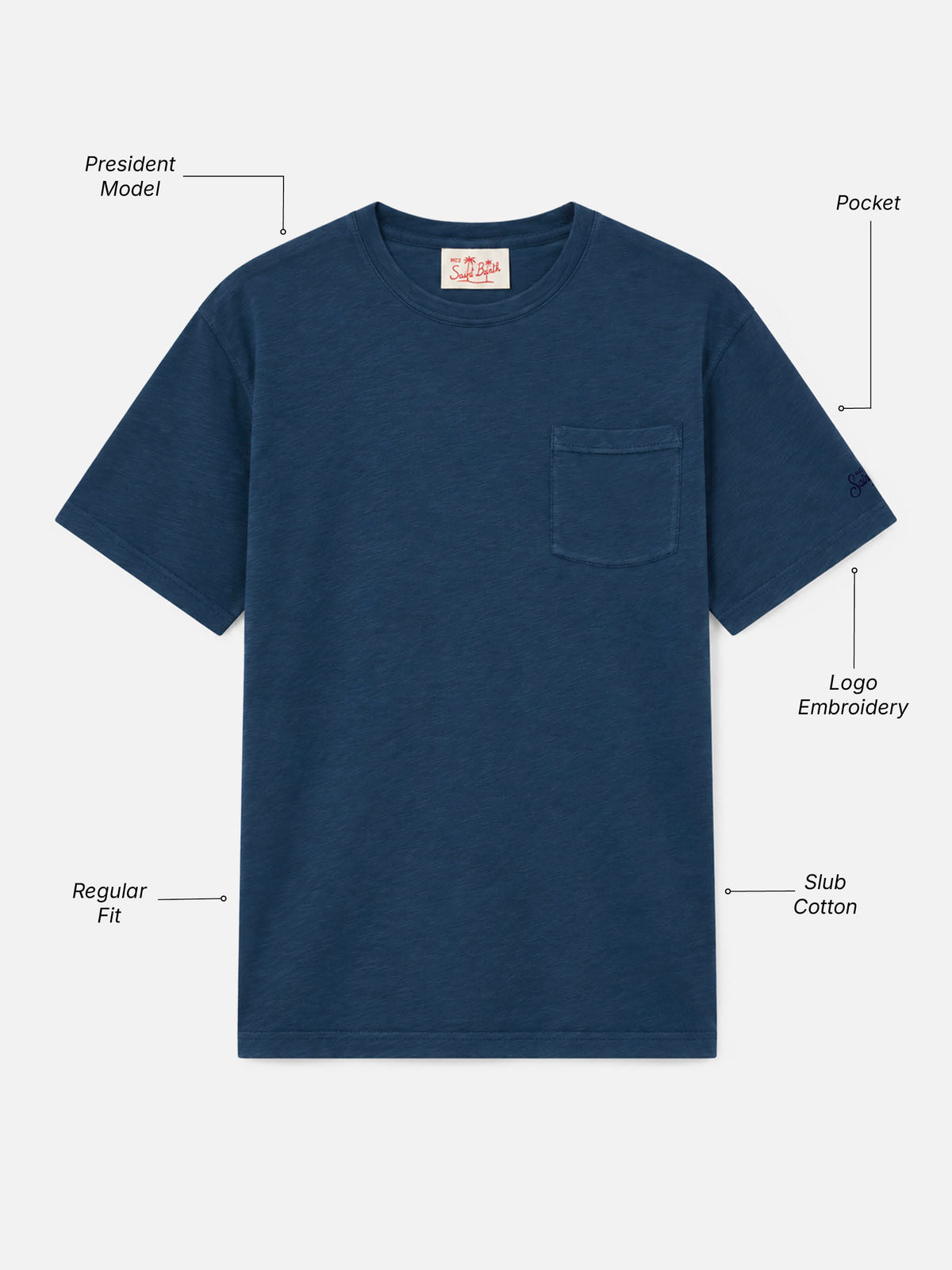 T-shirt President in cotone fiammato blu navy