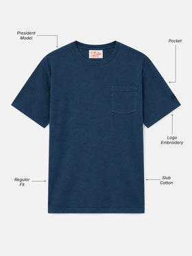 T-shirt President in cotone fiammato blu navy