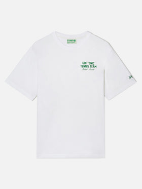 T-shirt Portland bianca con illustrazione Gin Tonic Tennis Team