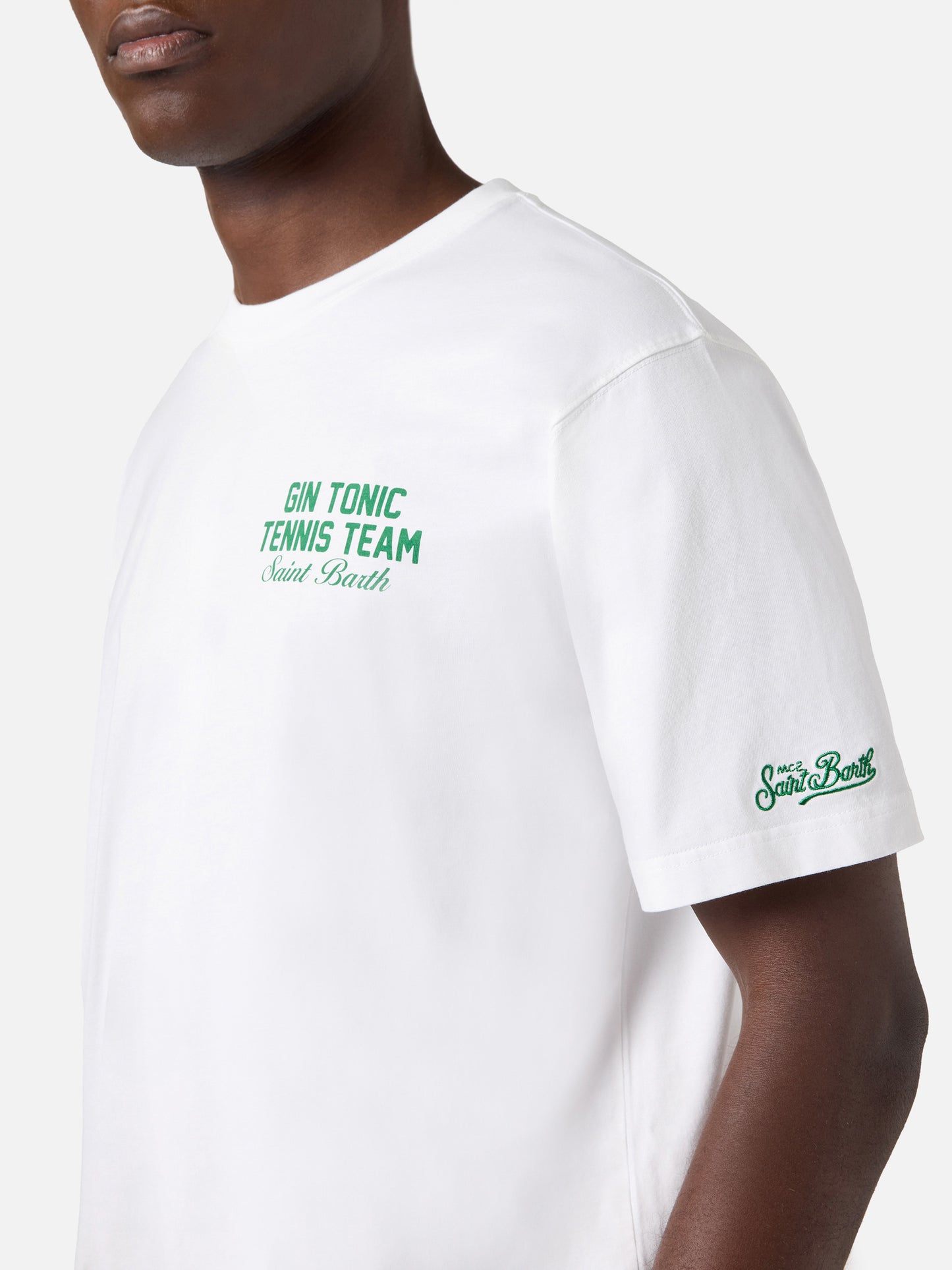 T-shirt Portland bianca con illustrazione Gin Tonic Tennis Team