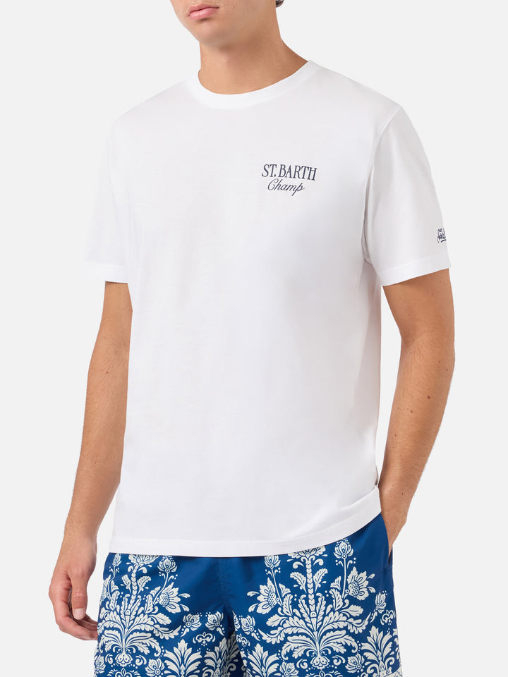 White Portland t-shirt with Après Tennis Champion illustration