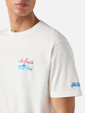 Cream Portland t-shirt with St. Barth Hotel print