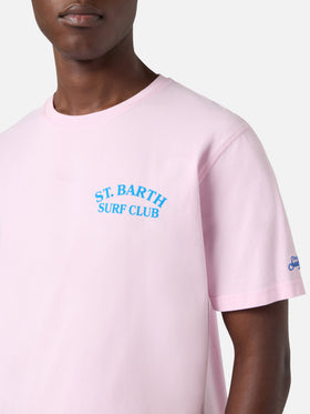 Pink Portland t-shirt with St. Barth Surf Club print