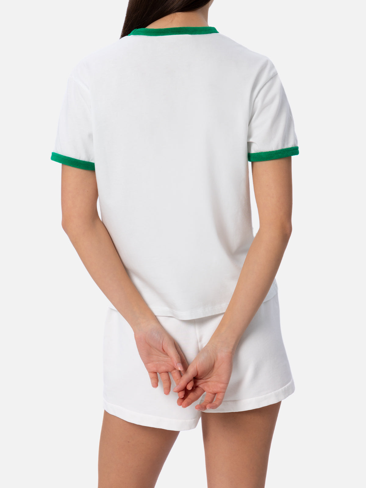 Cotton jersey crewneck t-shirt Priscilla with terry piping | AUSTRALIAN BRAND SPECIAL EDITION - MC2 Saint Barth