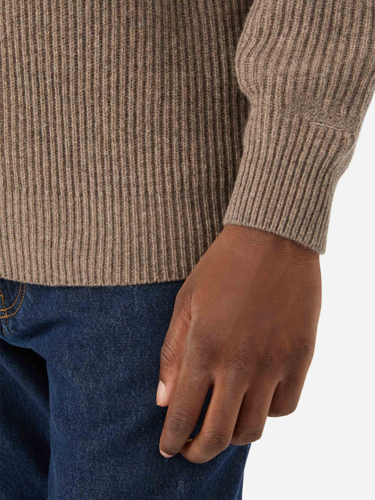 Cárdigan de punto de lana Preston beige con cremallera completa 