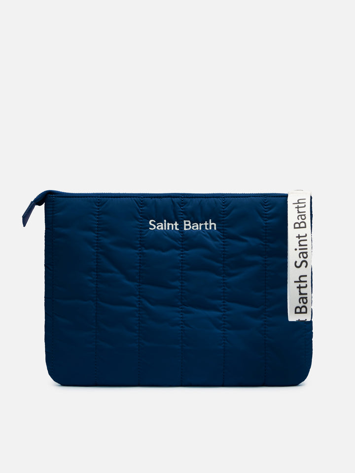 Marineblaue gesteppte Puffer Pochette