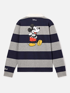 Polo de rugby en coton Quarterback rayé avec imprimé Mickey Mouse au dos | Special edition 