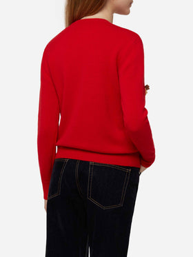 Woman brushed sweater with Christmas patches appliquèe - MC2 Saint Barth