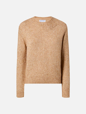 New Queen crewneck in beige blended alpaca