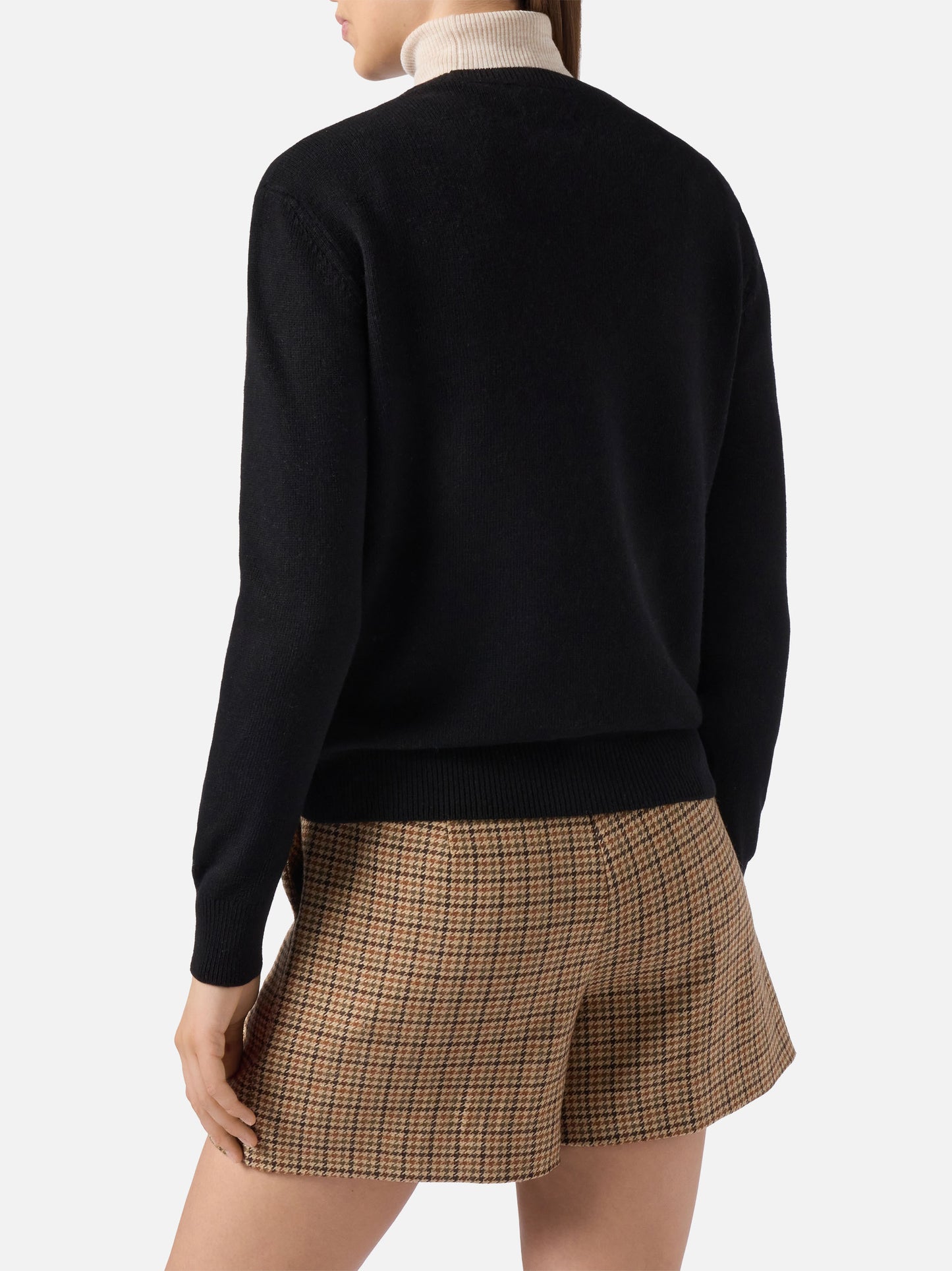 New Queen-Pullover aus Kaschmirmischung in Schwarz mit Vacanze di Natale-Jacquard | VACANZE DI NATALE SONDERAUSGABE