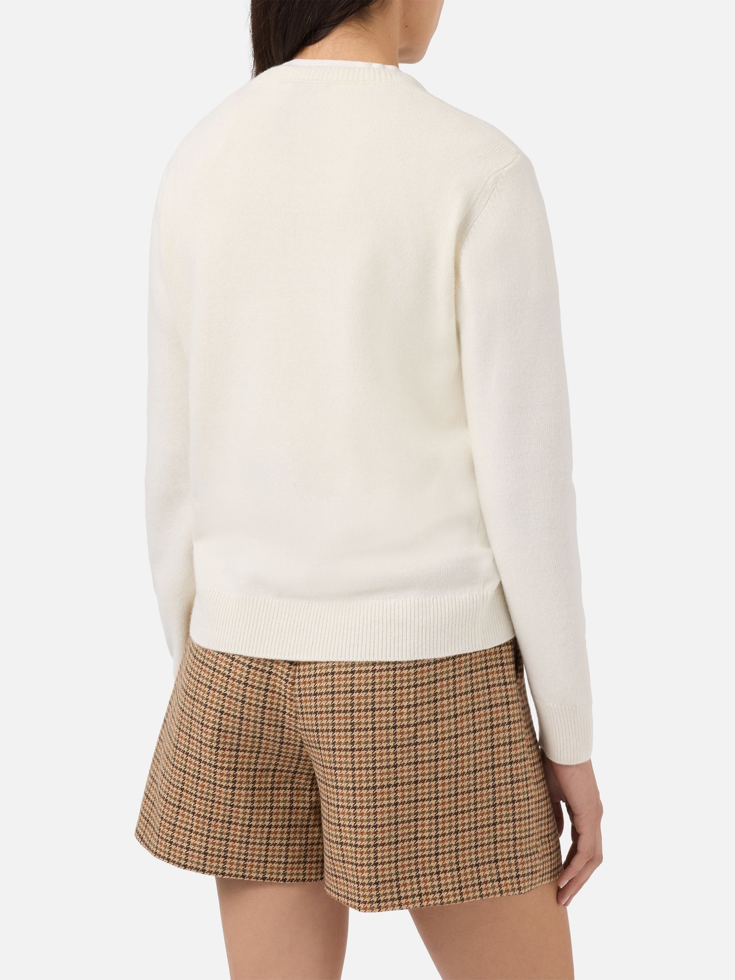 New Queen cashmere-blend crewneck in white with Vacanze di Natale jacquard | VACANZE DI NATALE SPECIAL EDITION