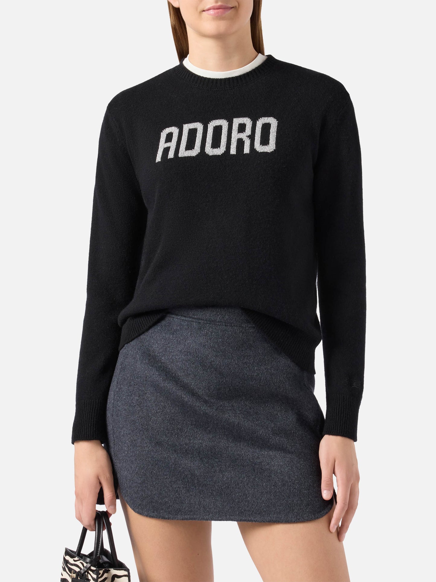 Neuer Queen-Pullover aus Kaschmirmischung in Schwarz mit Adoro-Jacquard