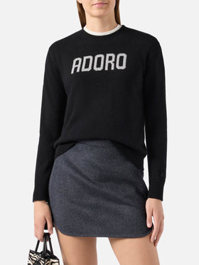 Neuer Queen-Pullover aus Kaschmirmischung in Schwarz mit Adoro-Jacquard