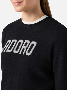 Neuer Queen-Pullover aus Kaschmirmischung in Schwarz mit Adoro-Jacquard