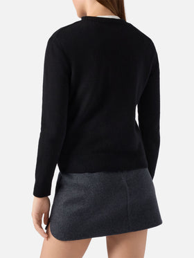 Neuer Queen-Pullover aus Kaschmirmischung in Schwarz mit Adoro-Jacquard