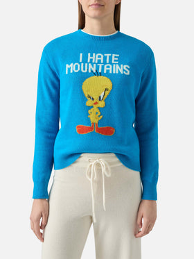 Sweat ras-du-cou New Queen gris avec jacquard Tweety | WARNER BROS. SPECIAL EDITION 