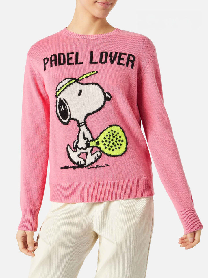 New Queen pink sweater with Snoopy Padel Lover print | Special Edition