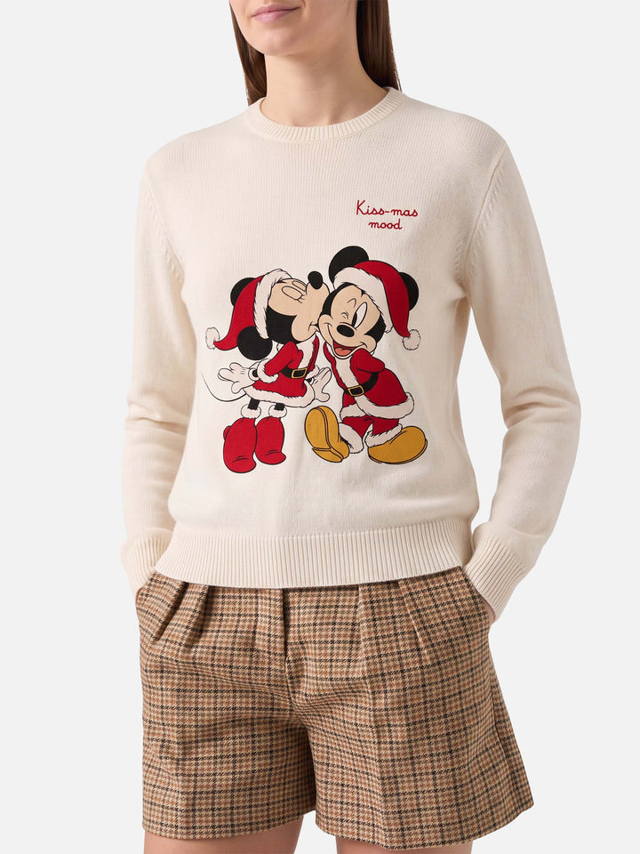 New Queen crewneck in white with Minnie and Mickey jacquard | DISNEY SPECIAL EDITION